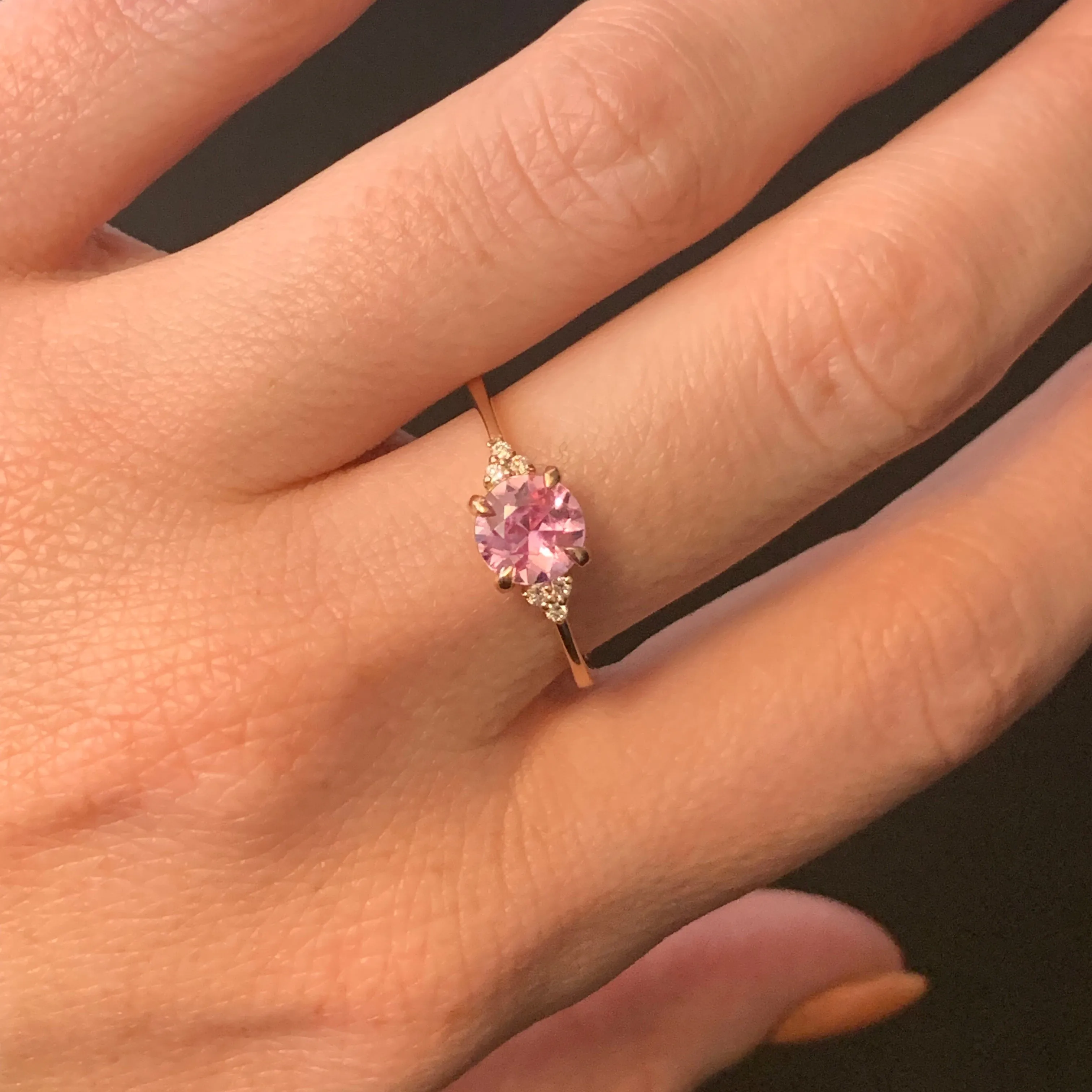 1.02ct Pink Sapphire and Diamond Cluster Ring in 14k Rose Gold