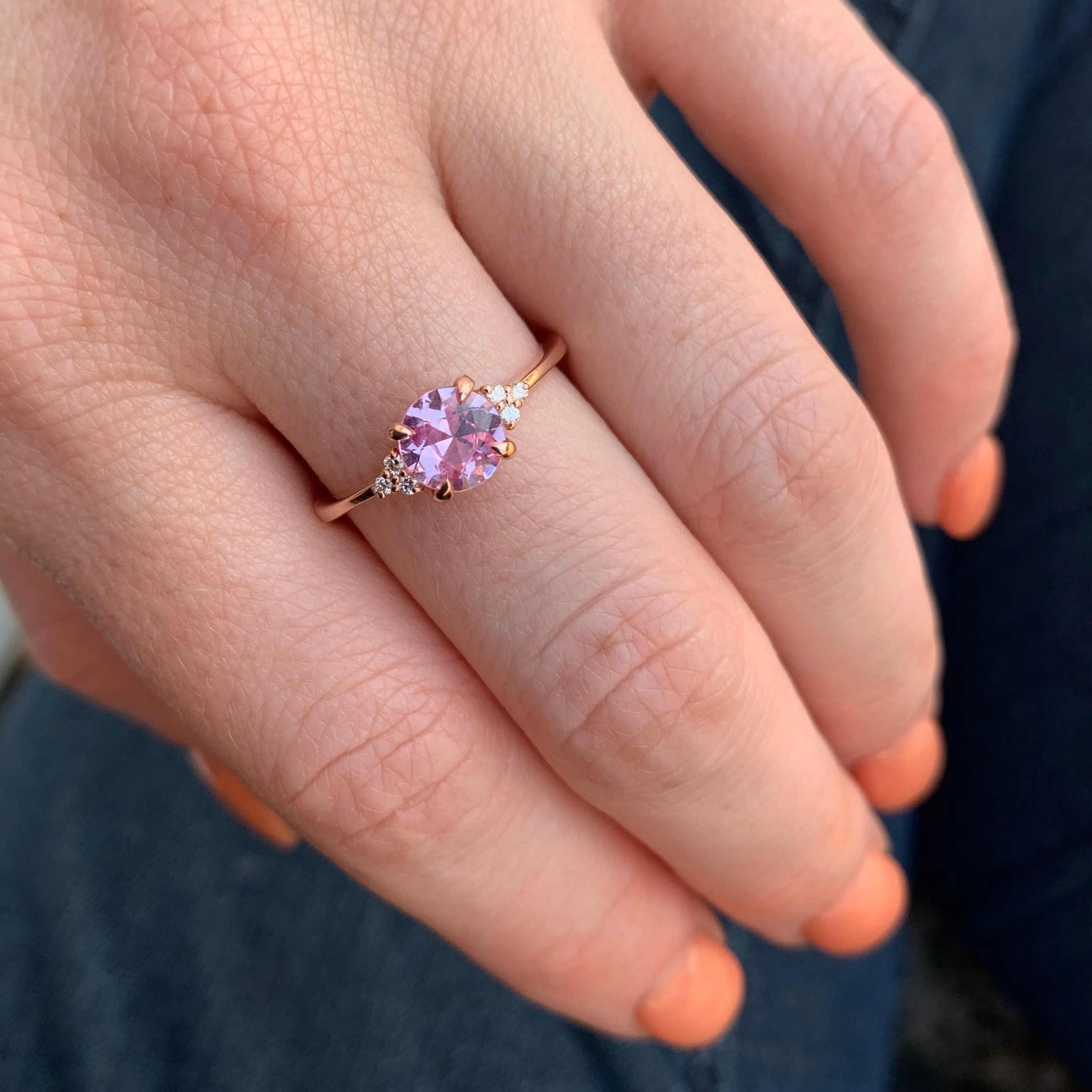 1.02ct Pink Sapphire and Diamond Cluster Ring in 14k Rose Gold