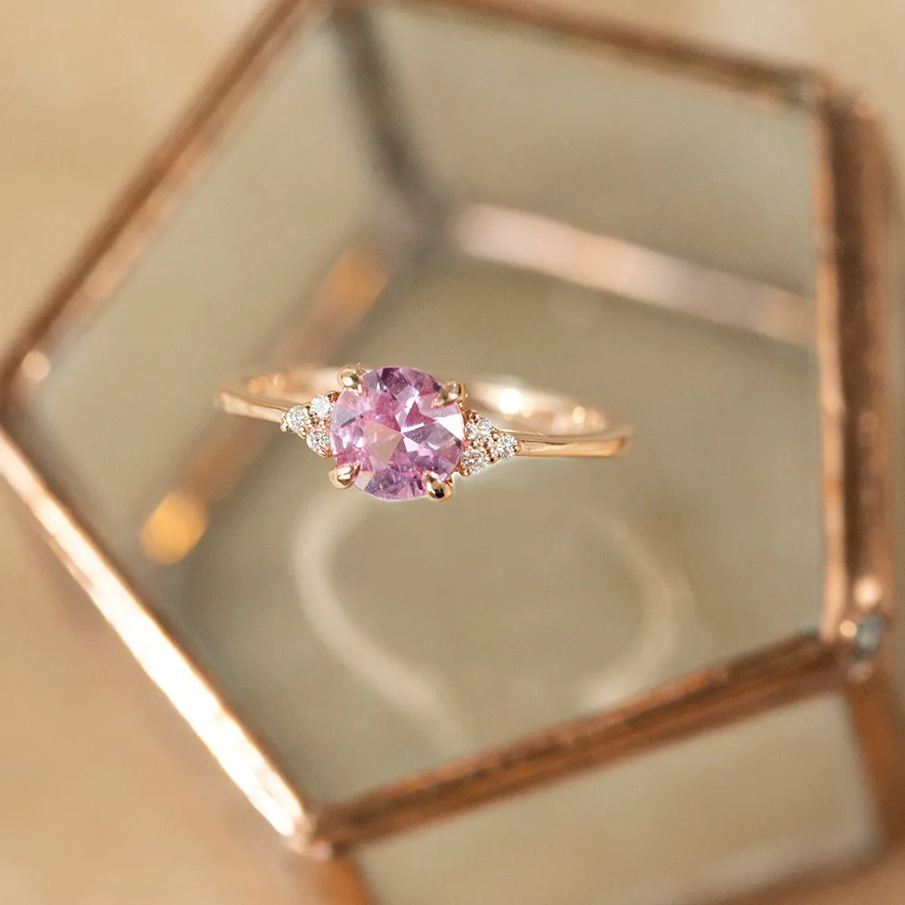 1.02ct Pink Sapphire and Diamond Cluster Ring in 14k Rose Gold