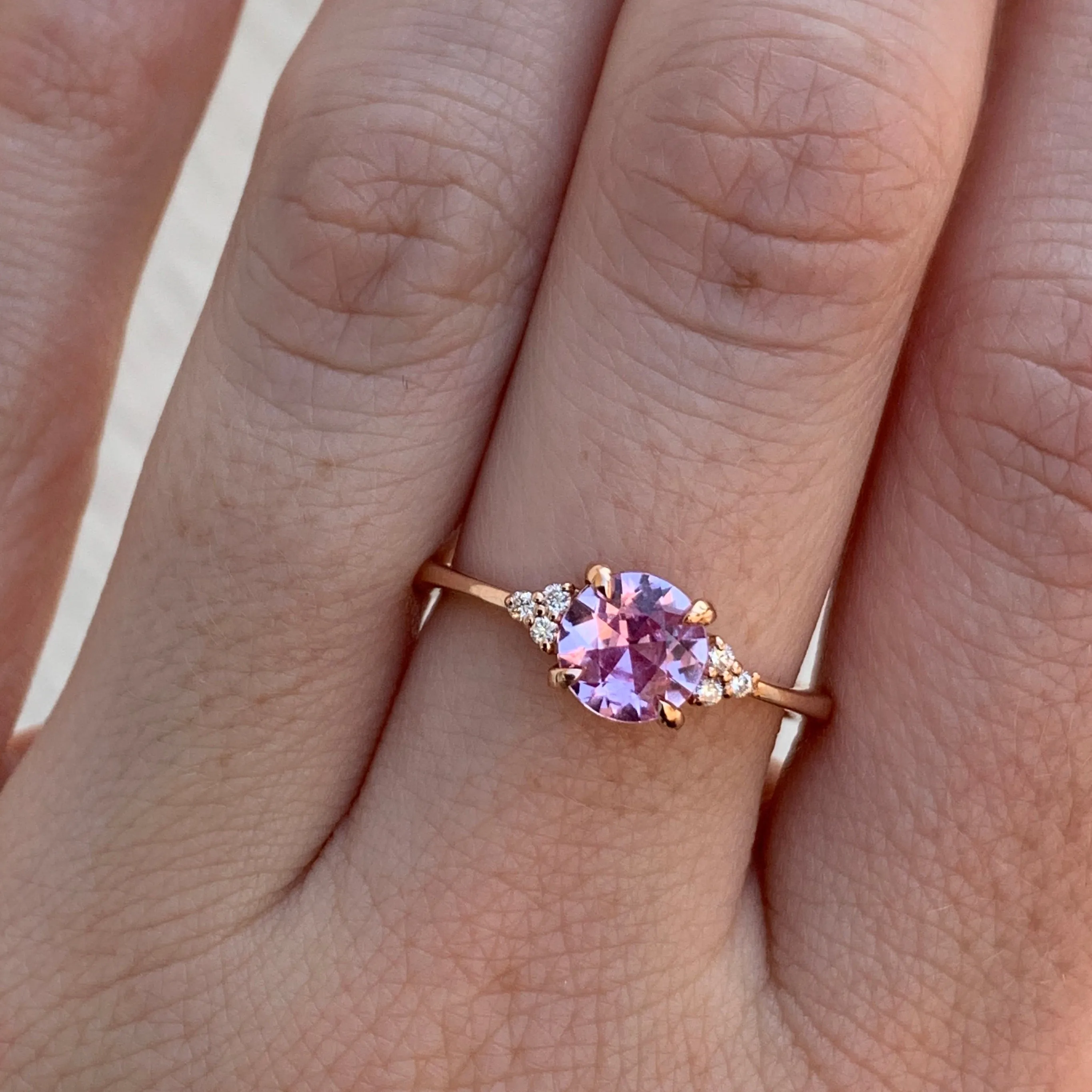 1.02ct Pink Sapphire and Diamond Cluster Ring in 14k Rose Gold