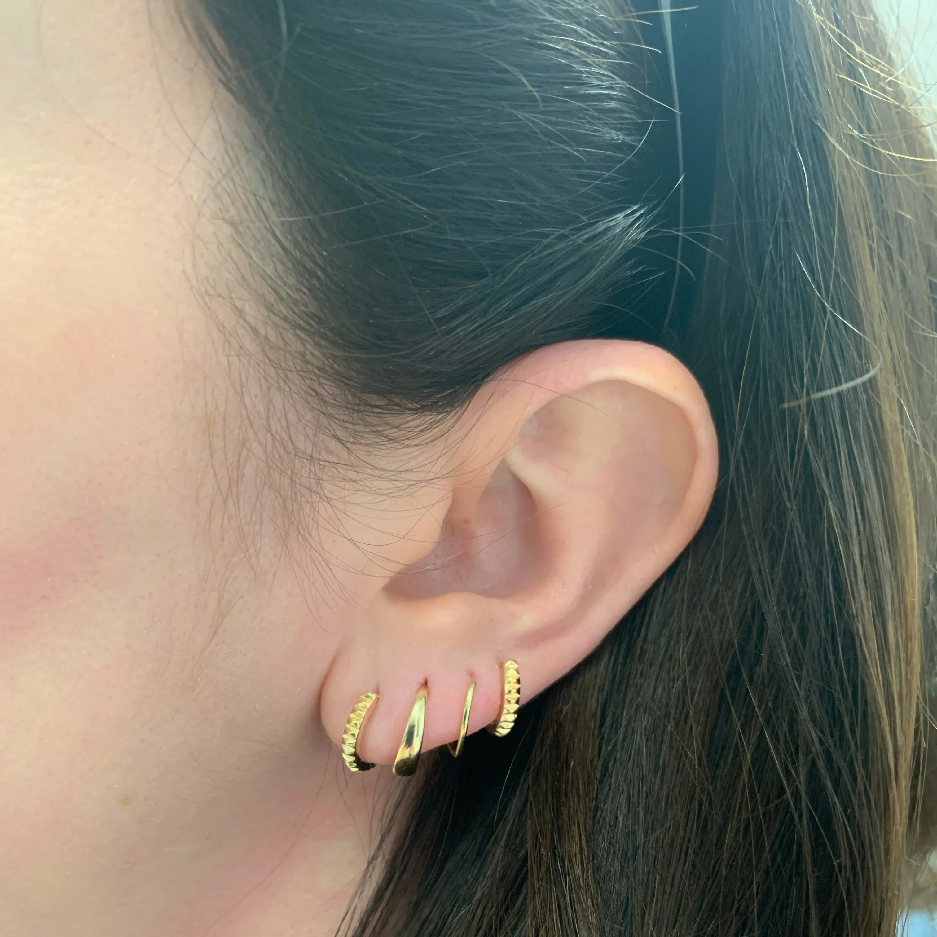 10K Gold Fluted Huggie Earrings