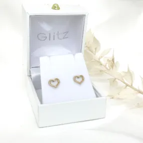 10k Gold Open Heart Stud Earrings