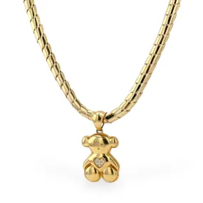 10K Yellow gold teddy bear necklace-221915