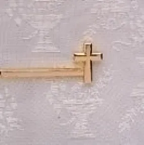 1.25 Tie Bar w/Cross; Gold Plated