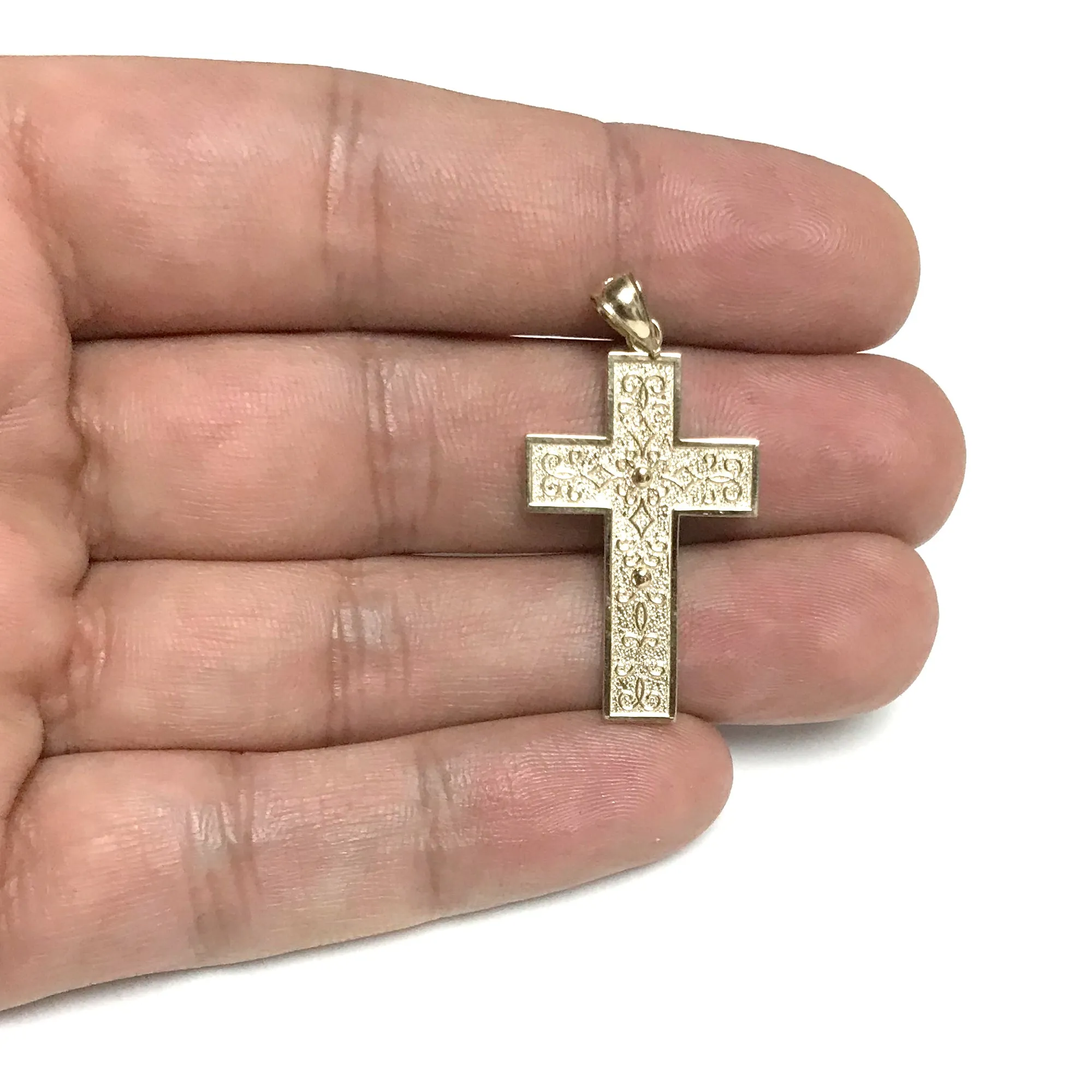 14k Yellow Gold And Black Enamel Cross Mens Pendant