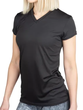 2-Pack Women's Microtech Loose Fit Short Sleeve V-Neck Shirt by WSI Sports Made in USA 704WLSSW