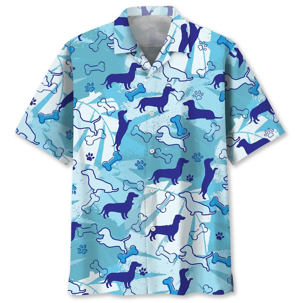 3D All Over Print Dachshund Blue Hawaiian Shirt, Hawaii Beach Shirt for Dog Lover