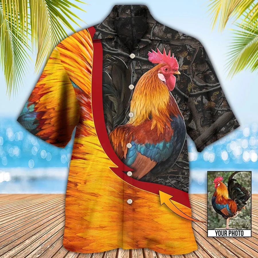 3D All Over Print Rooster Hawaiian Shirt, Chicken Rooster Beautiful Style Custom Photo Hawaiian Shirt Coolspod