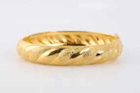 6" 24k Yellow Gold Twisted Design Bangle Bracelet (24.47g.)