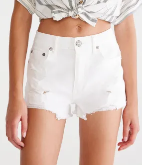 Aeropostale Womens' High-Rise Denim Shorty Shorts - White - Size 18 - Cotton - Teen Fashion & Clothing Bleach