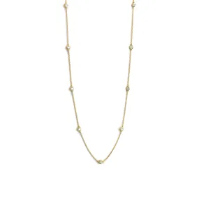 AFJ Diamond Collection - Station Necklace with 9 Diamonds, 18" Length, 14k Yellow Gold