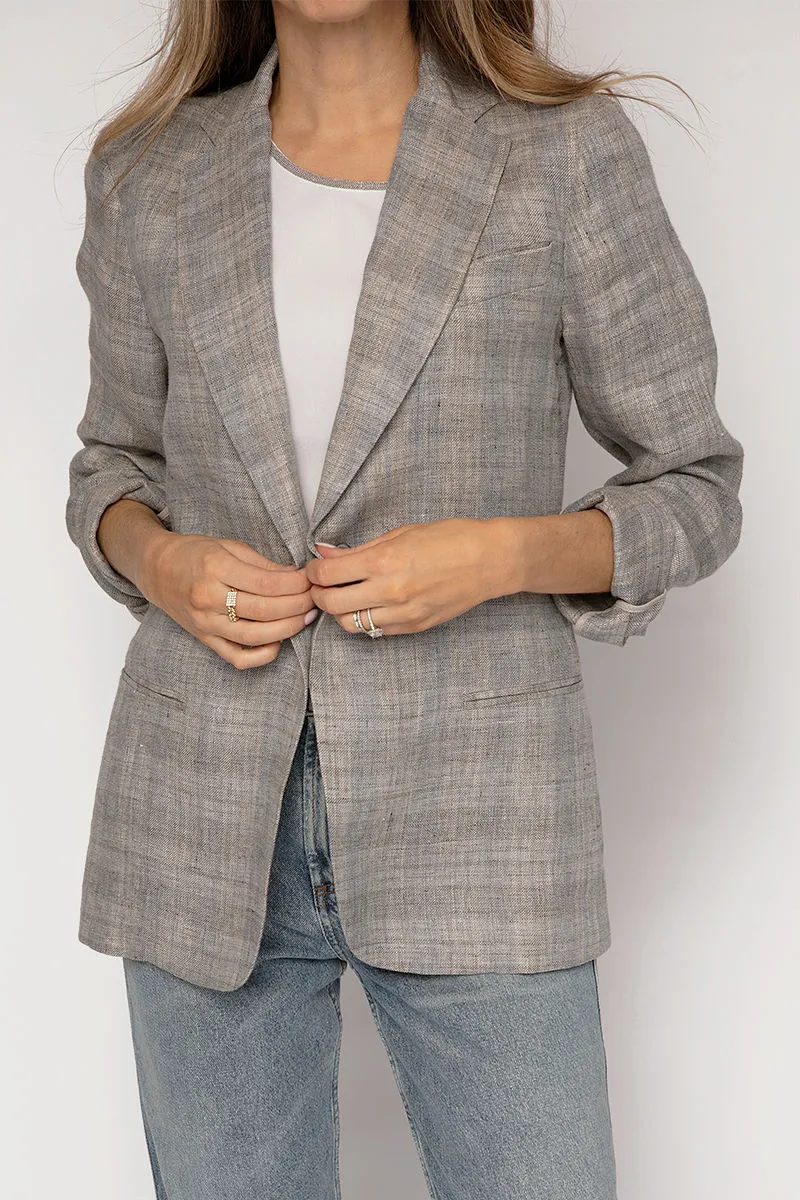 Alpha Linen Blazer in Granito