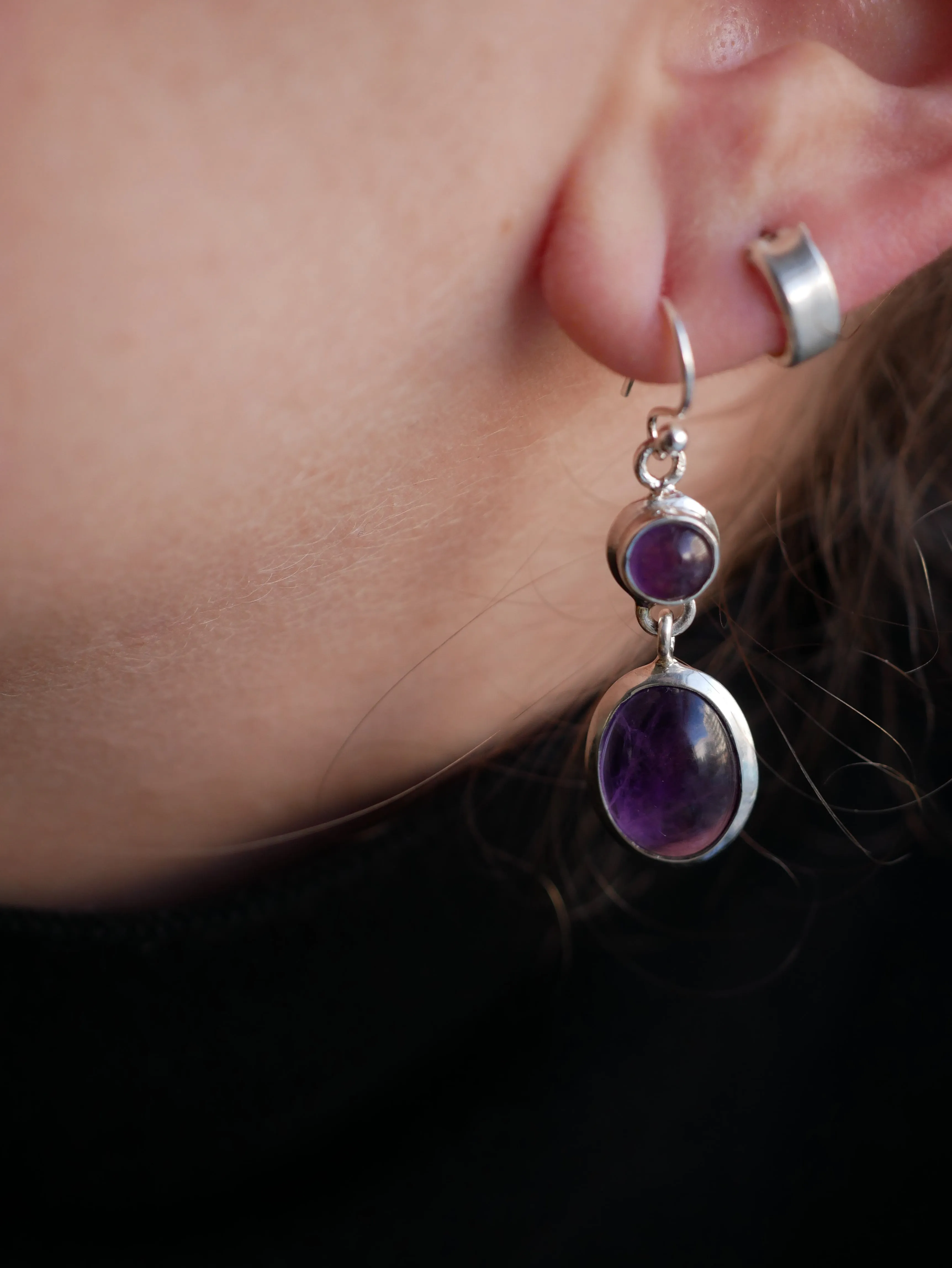 Amethyst Akoni Earrings - Double Drop