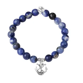 Anchor | Stone Beaded Charm Bracelet | Sodalite