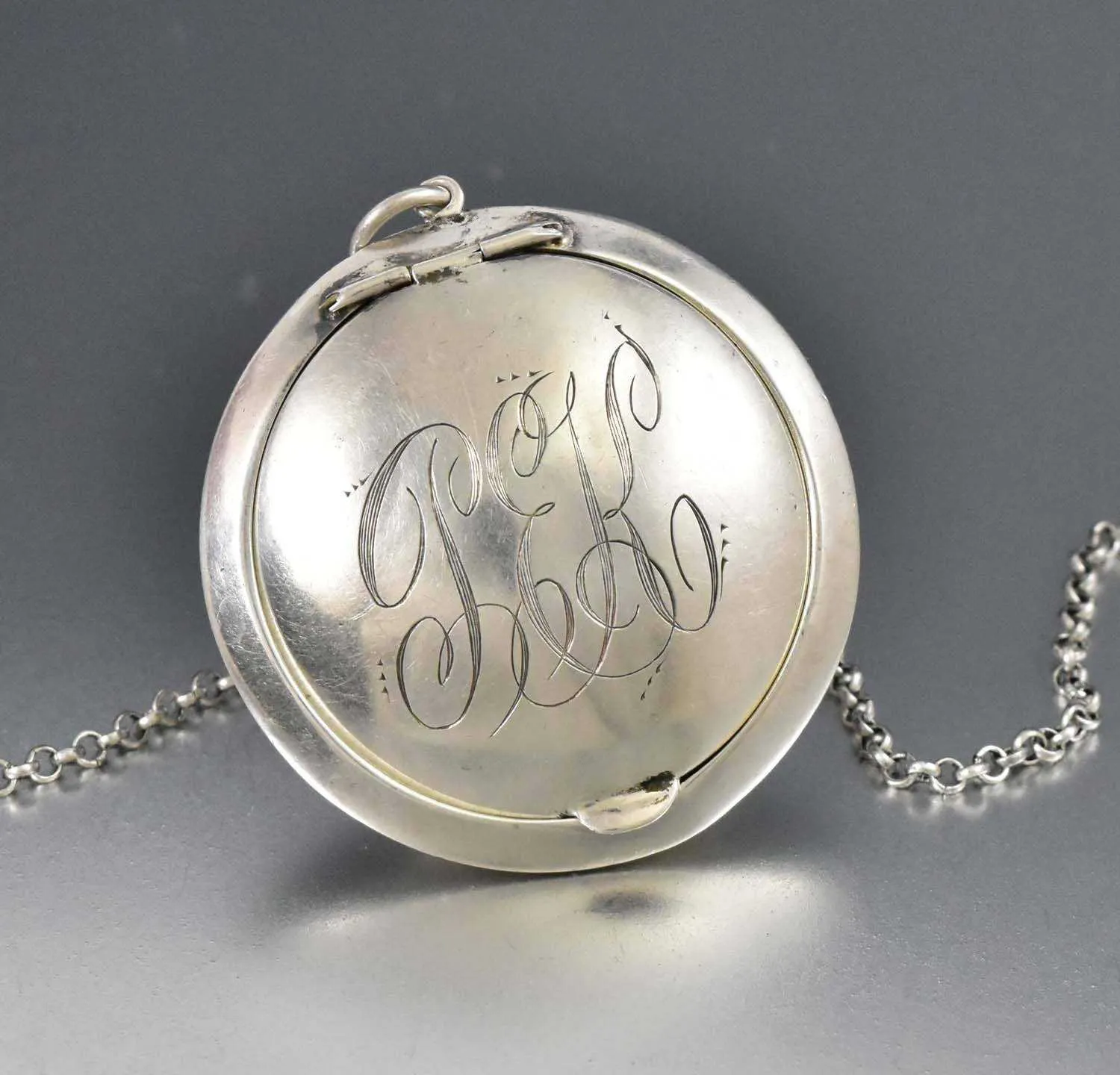 Antique Chatelaine Powder Compact Locket Pendant