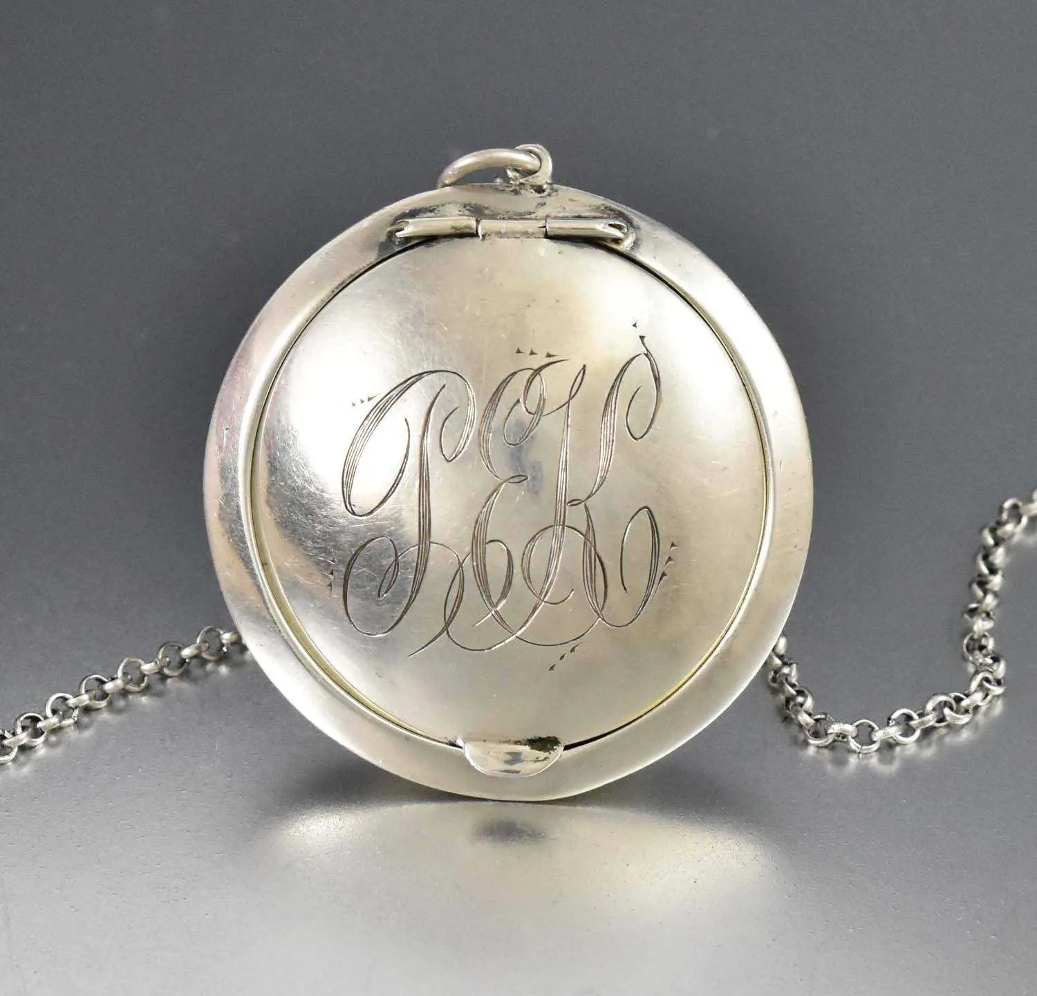 Antique Chatelaine Powder Compact Locket Pendant