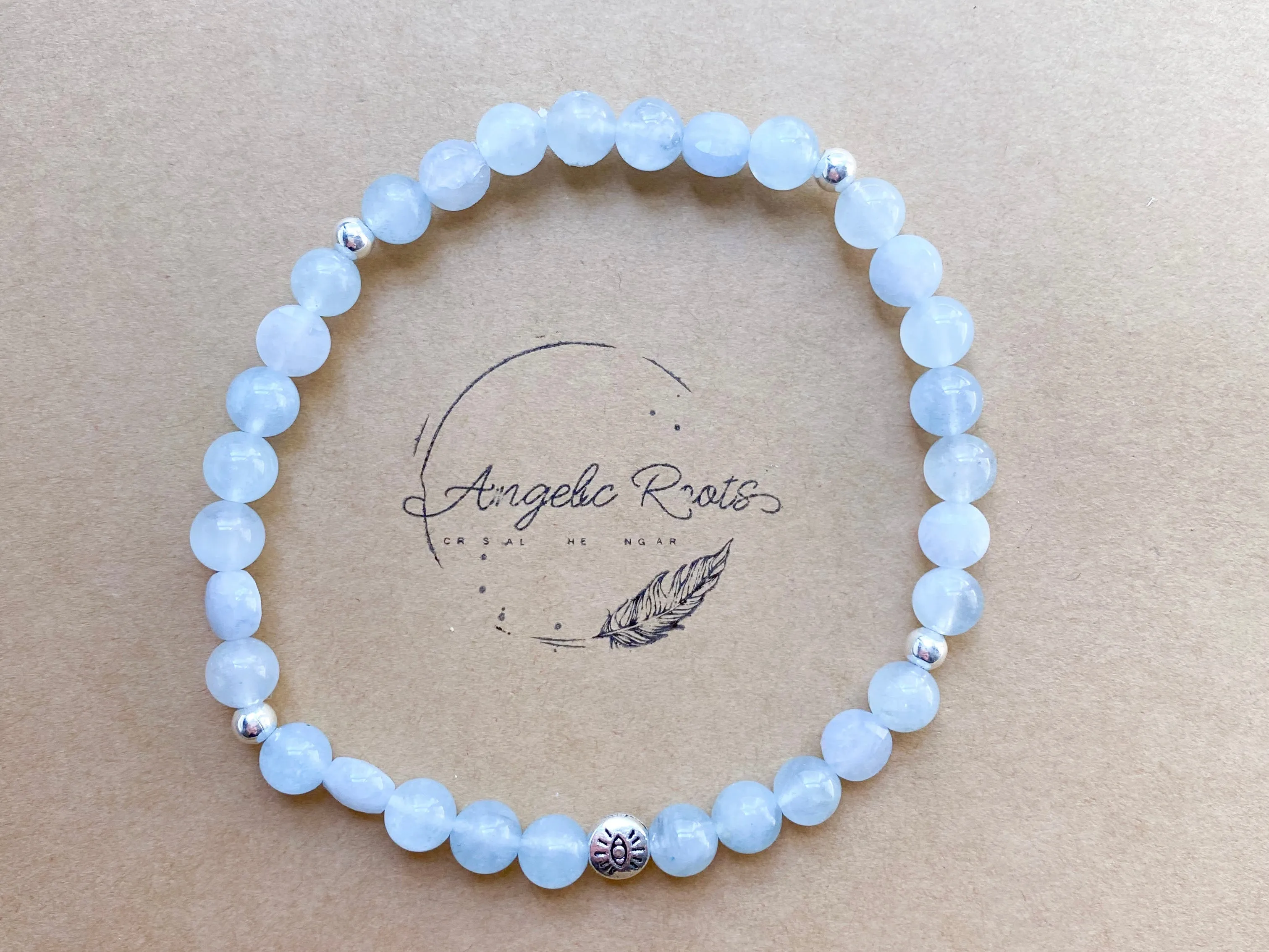 Aquamarine Evil Eye Anklet || Reiki Infused