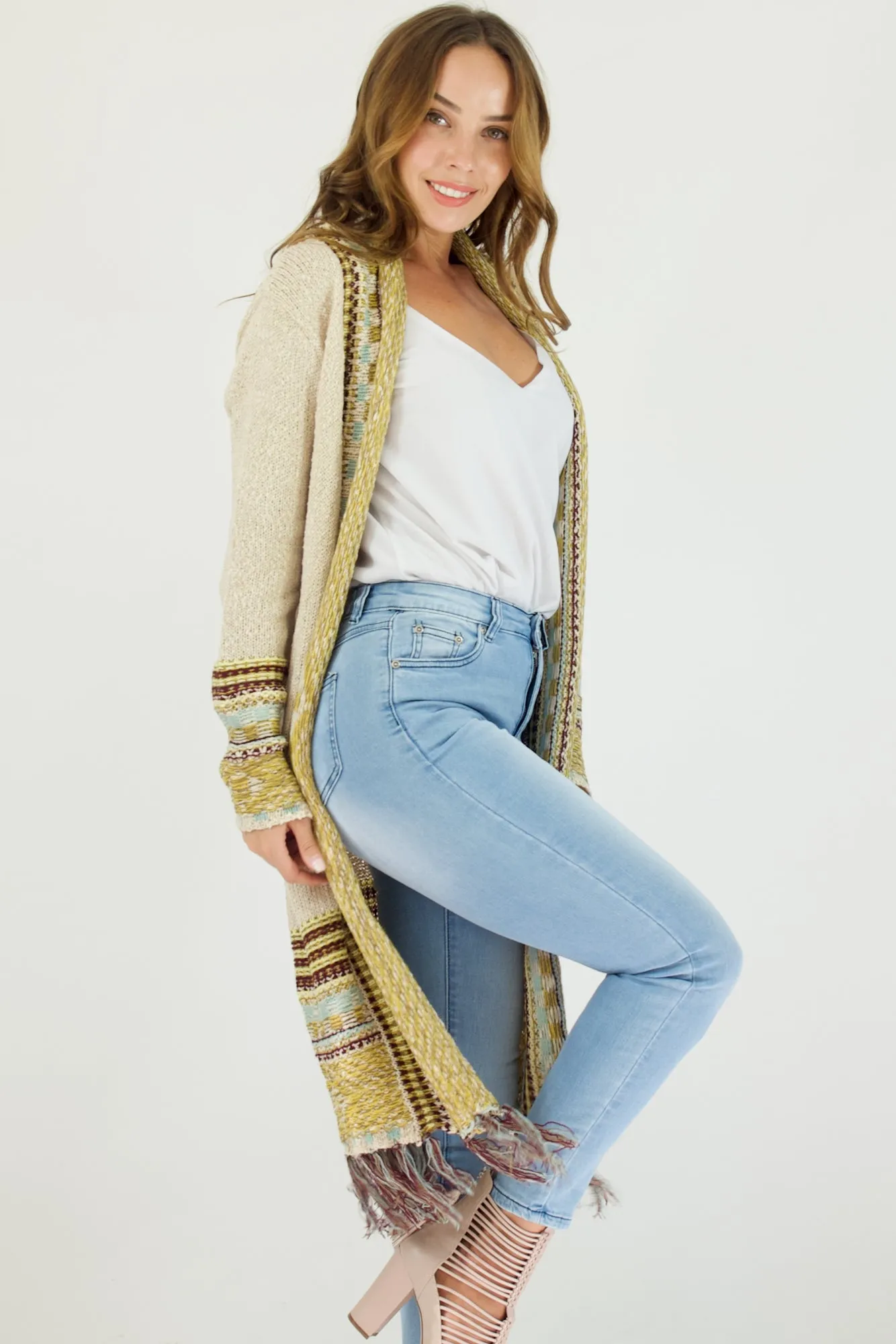 Arya Cardi- Cream/Gold/Aqua