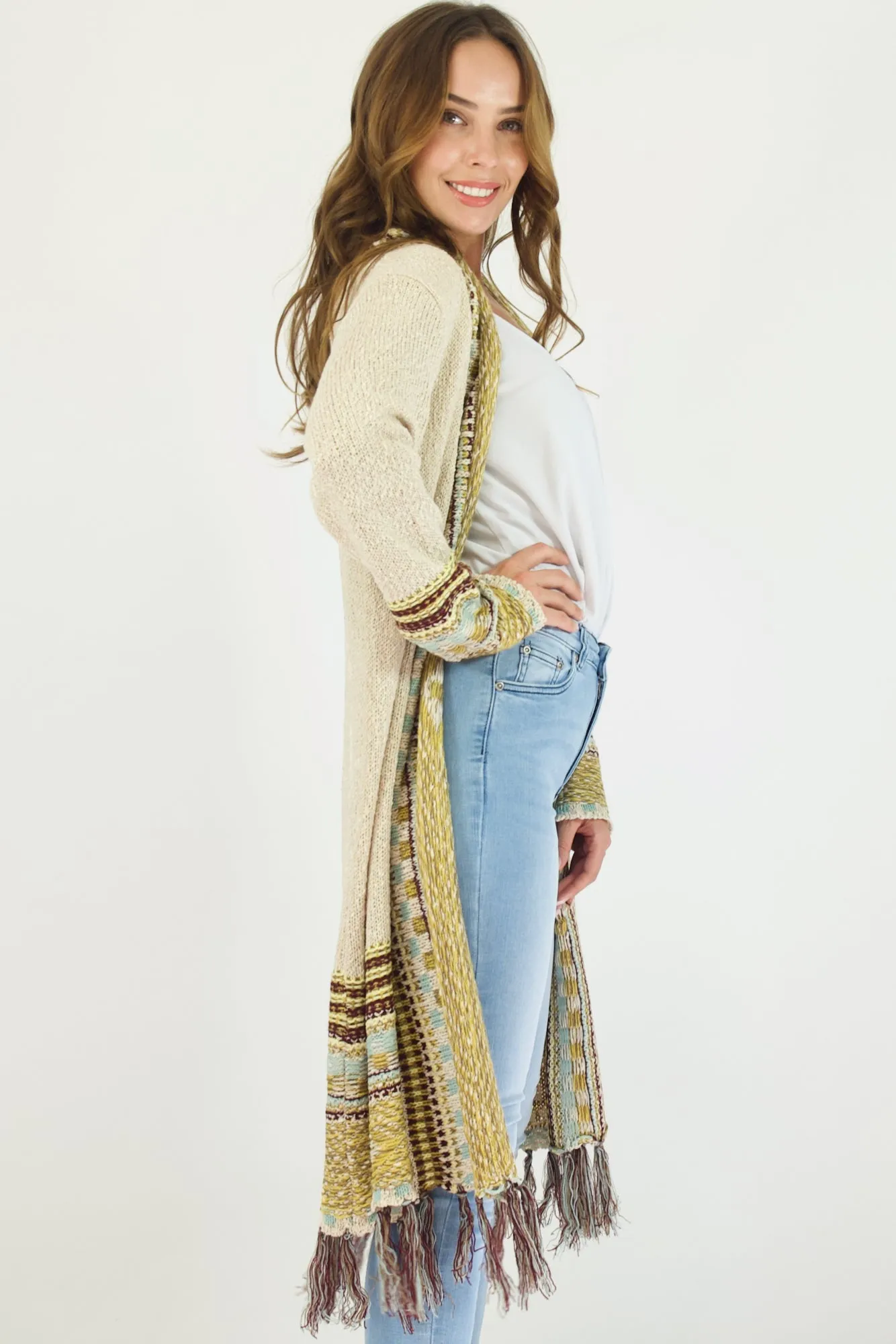 Arya Cardi- Cream/Gold/Aqua