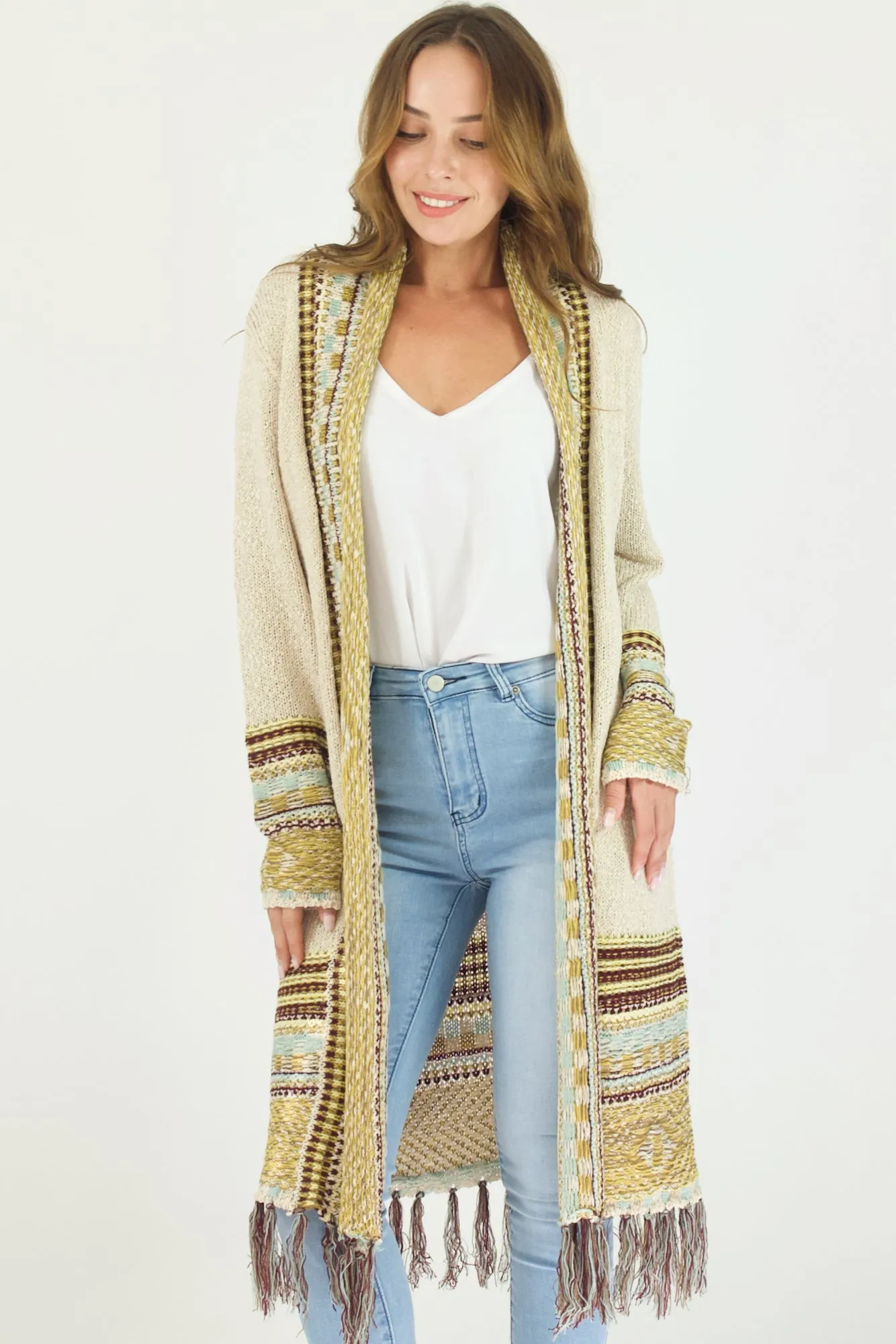 Arya Cardi- Cream/Gold/Aqua