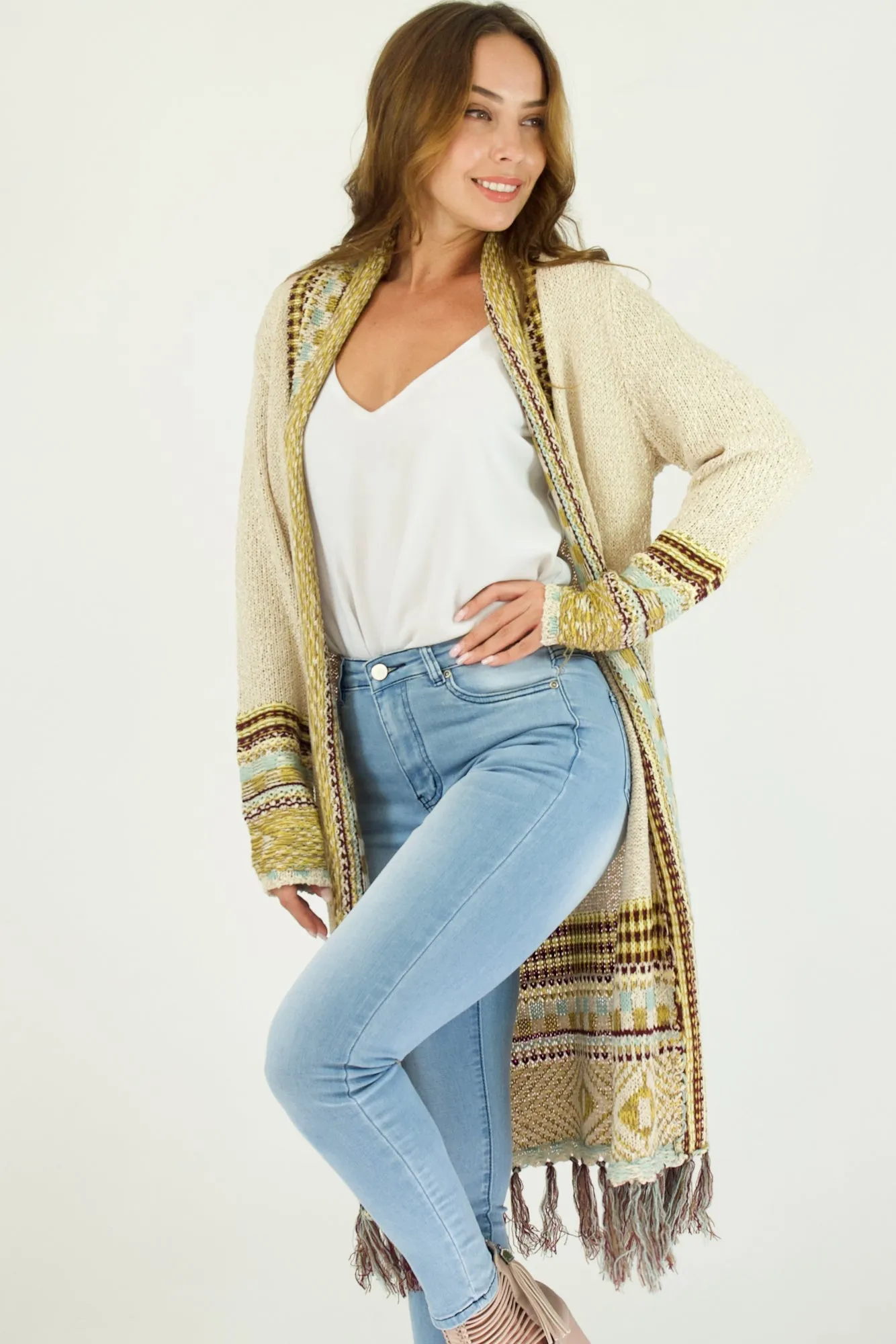 Arya Cardi- Cream/Gold/Aqua