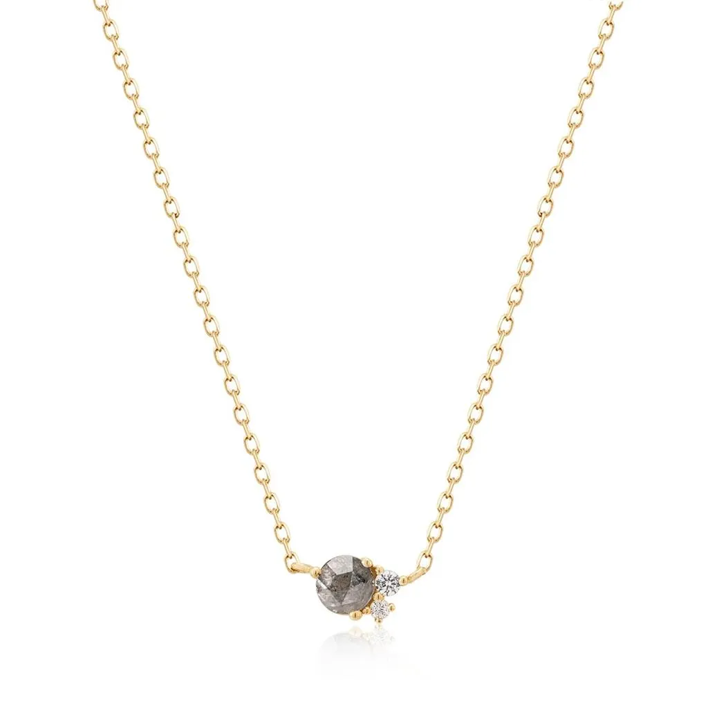 Aurelie Gi Twila Grey Diamond & White Sapphire Necklace