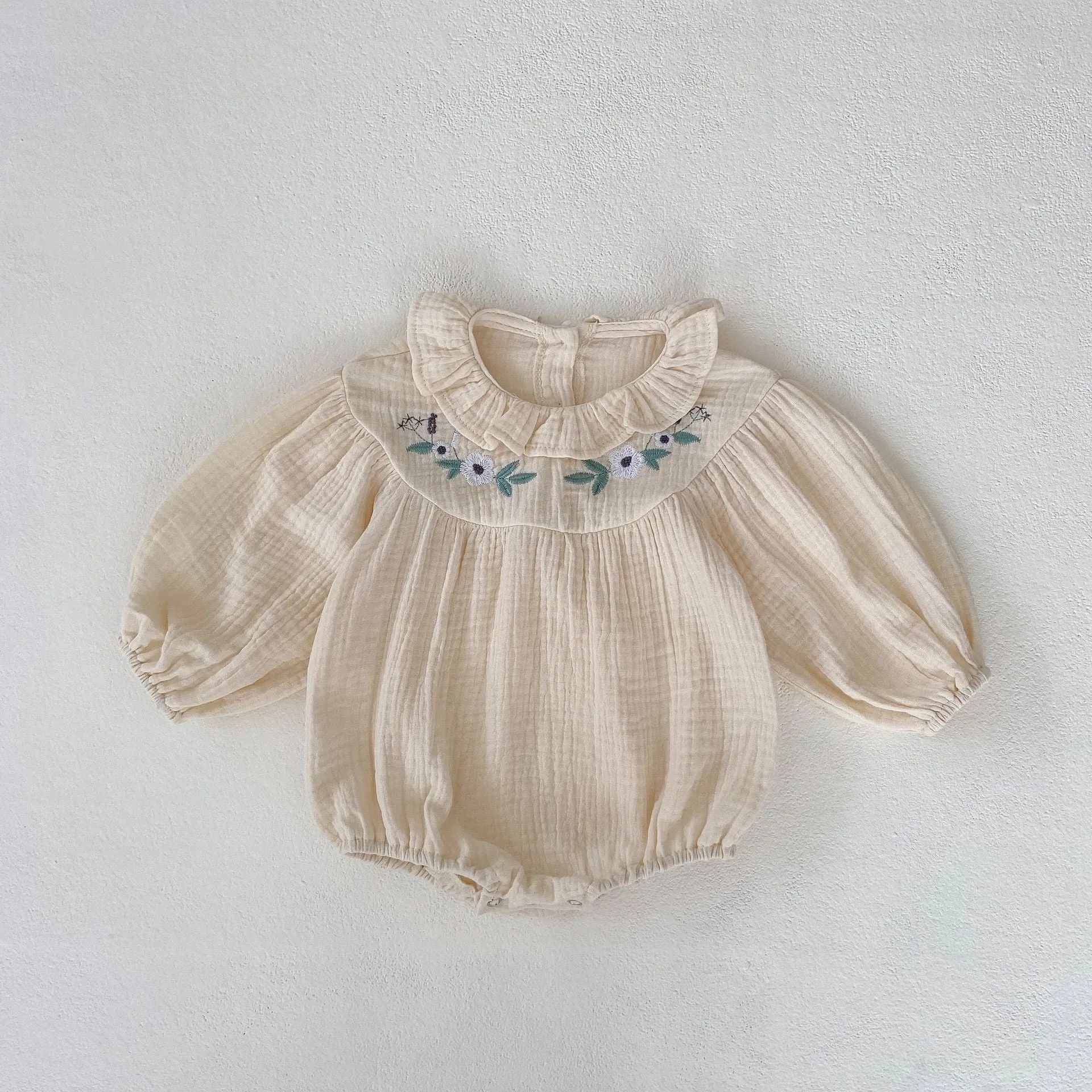 Baby Girls Solid Color Embroidered Rompers Wholesale 230828280