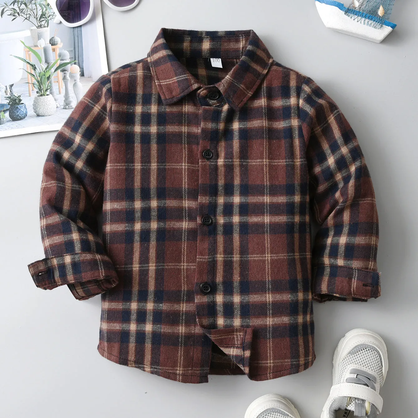 Baby Kid Boys Color-blocking Checked Shirts Wholesale 230828272