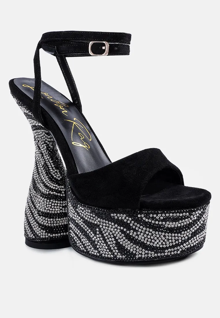 Backstage Rhinestone Embellished Ultra High Platform Sandals