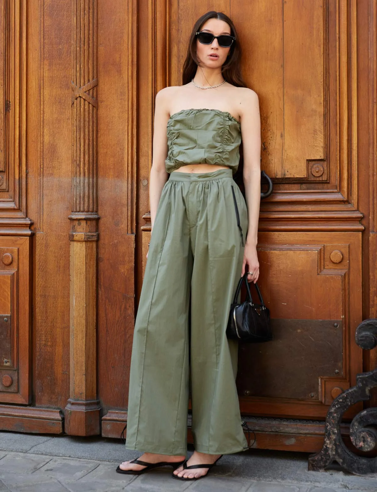 Baggy Olive Parachute Pants