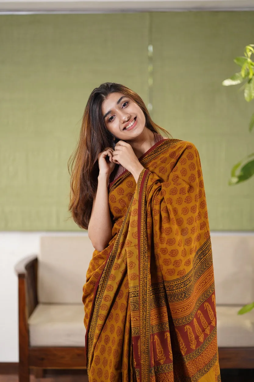 Bagh Hand Block Printed Cotton Saree