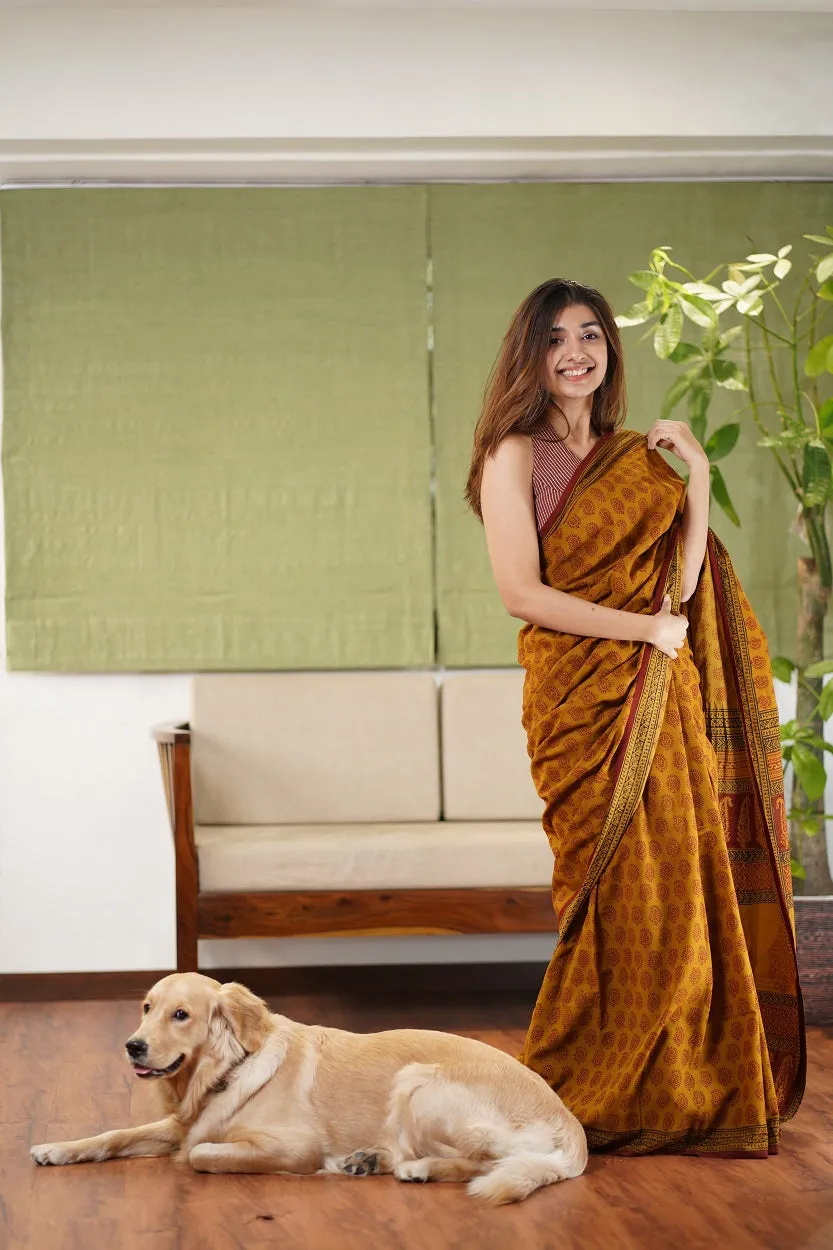 Bagh Hand Block Printed Cotton Saree