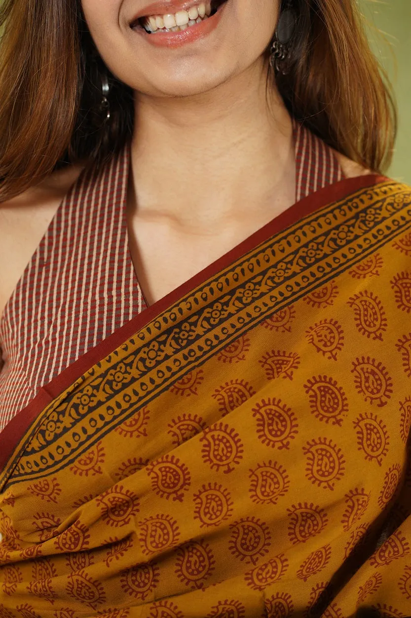 Bagh Hand Block Printed Cotton Saree