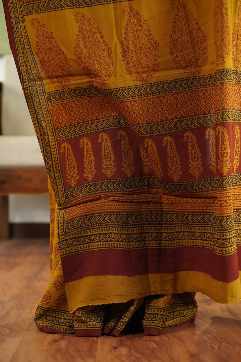 Bagh Hand Block Printed Cotton Saree