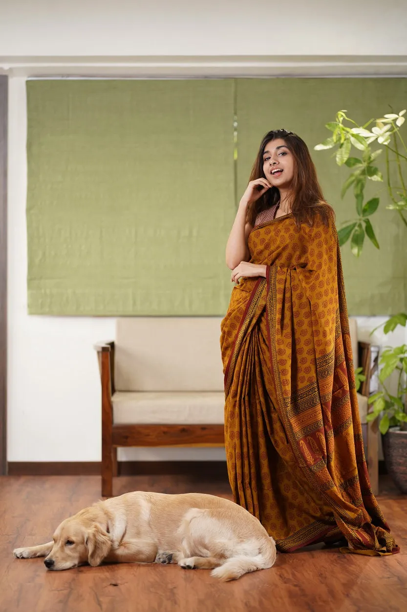 Bagh Hand Block Printed Cotton Saree