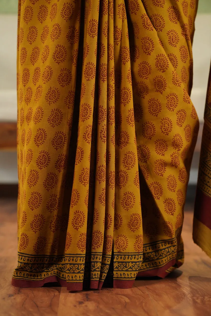 Bagh Hand Block Printed Cotton Saree