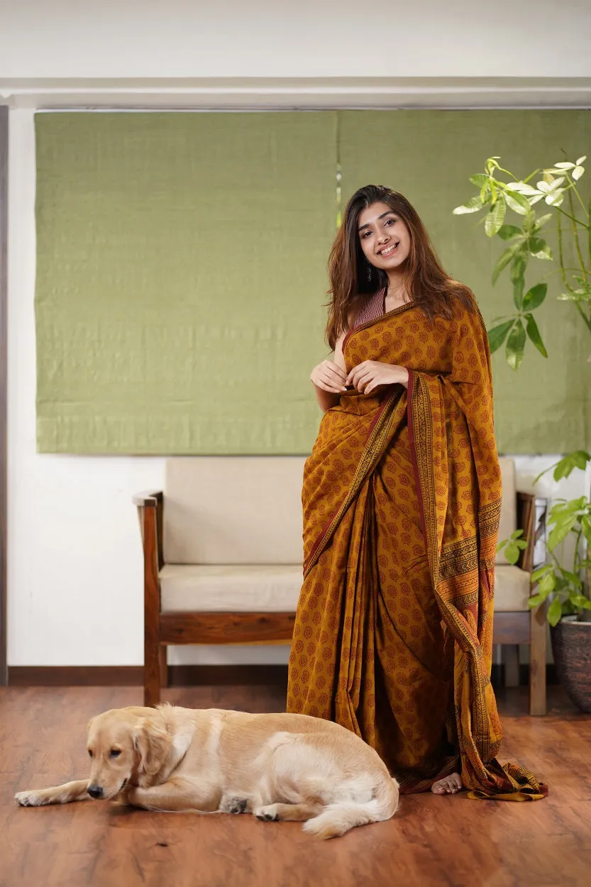 Bagh Hand Block Printed Cotton Saree