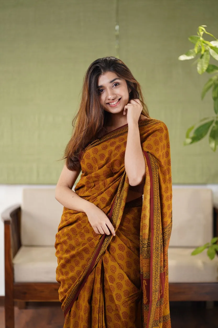 Bagh Hand Block Printed Cotton Saree