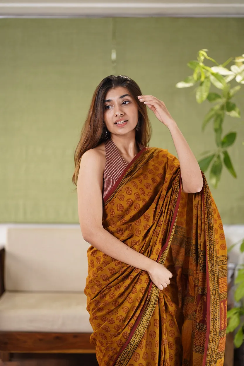 Bagh Hand Block Printed Cotton Saree