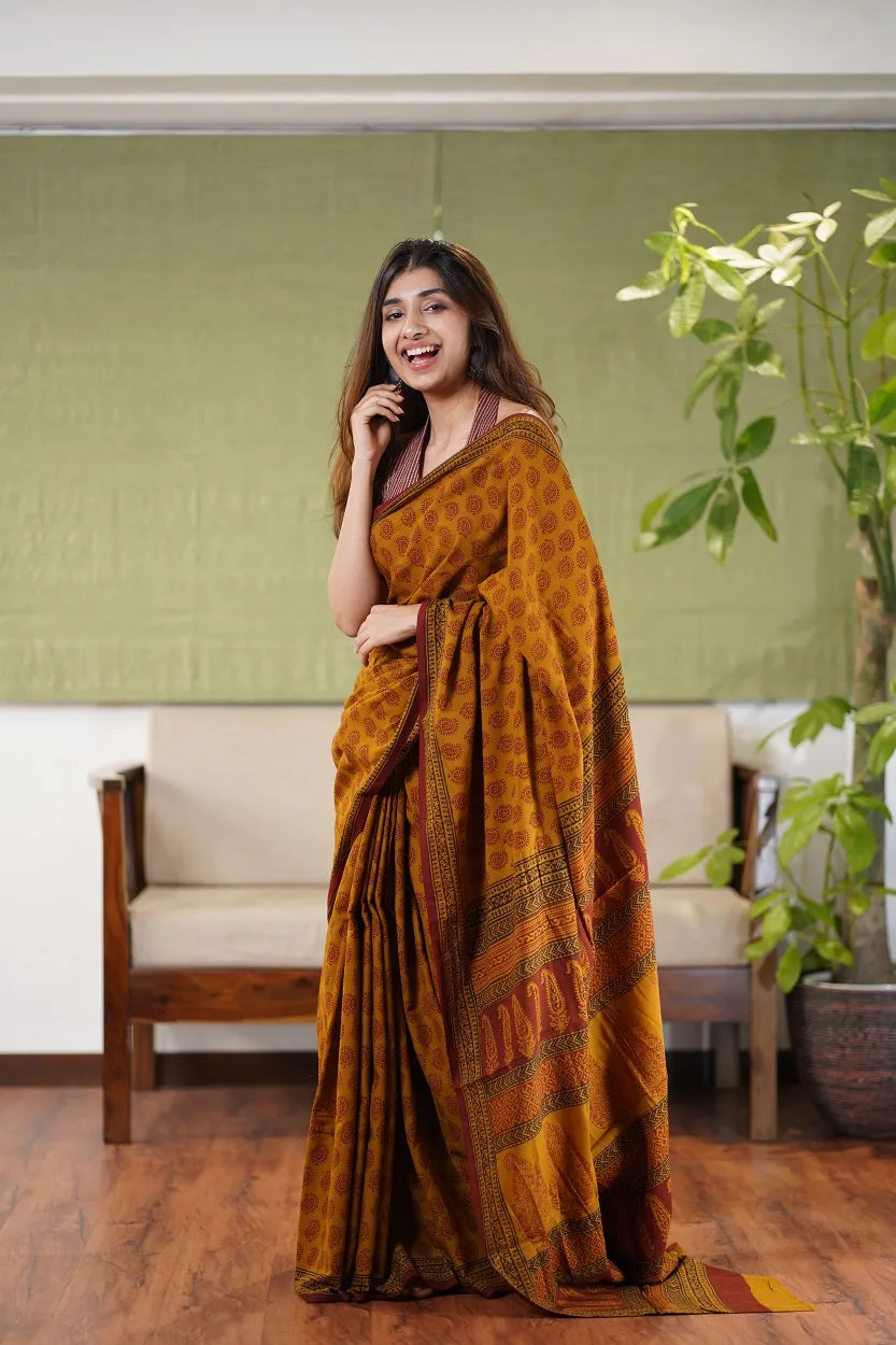 Bagh Hand Block Printed Cotton Saree