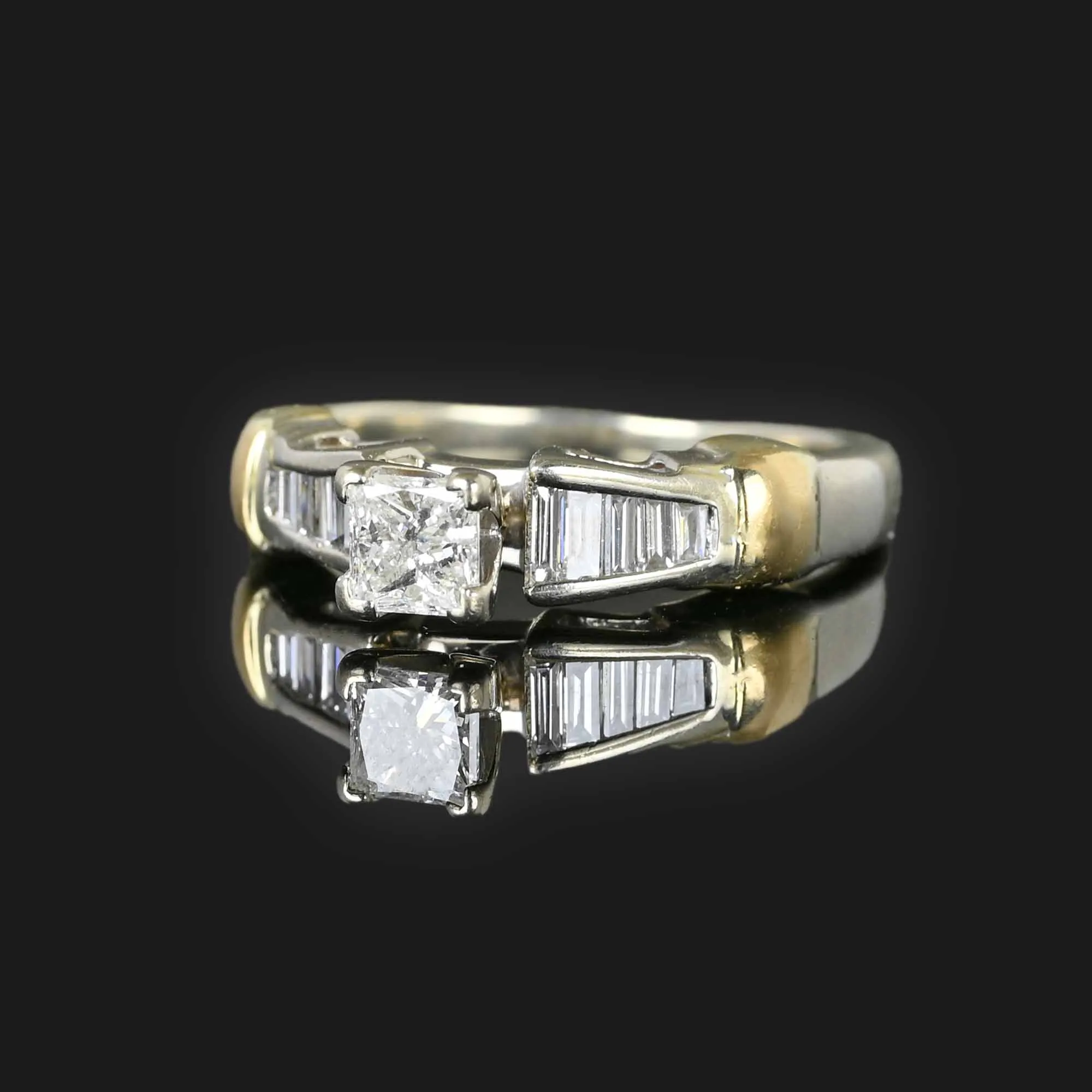 Baguette and Princess Cut Diamond Engagement Ring