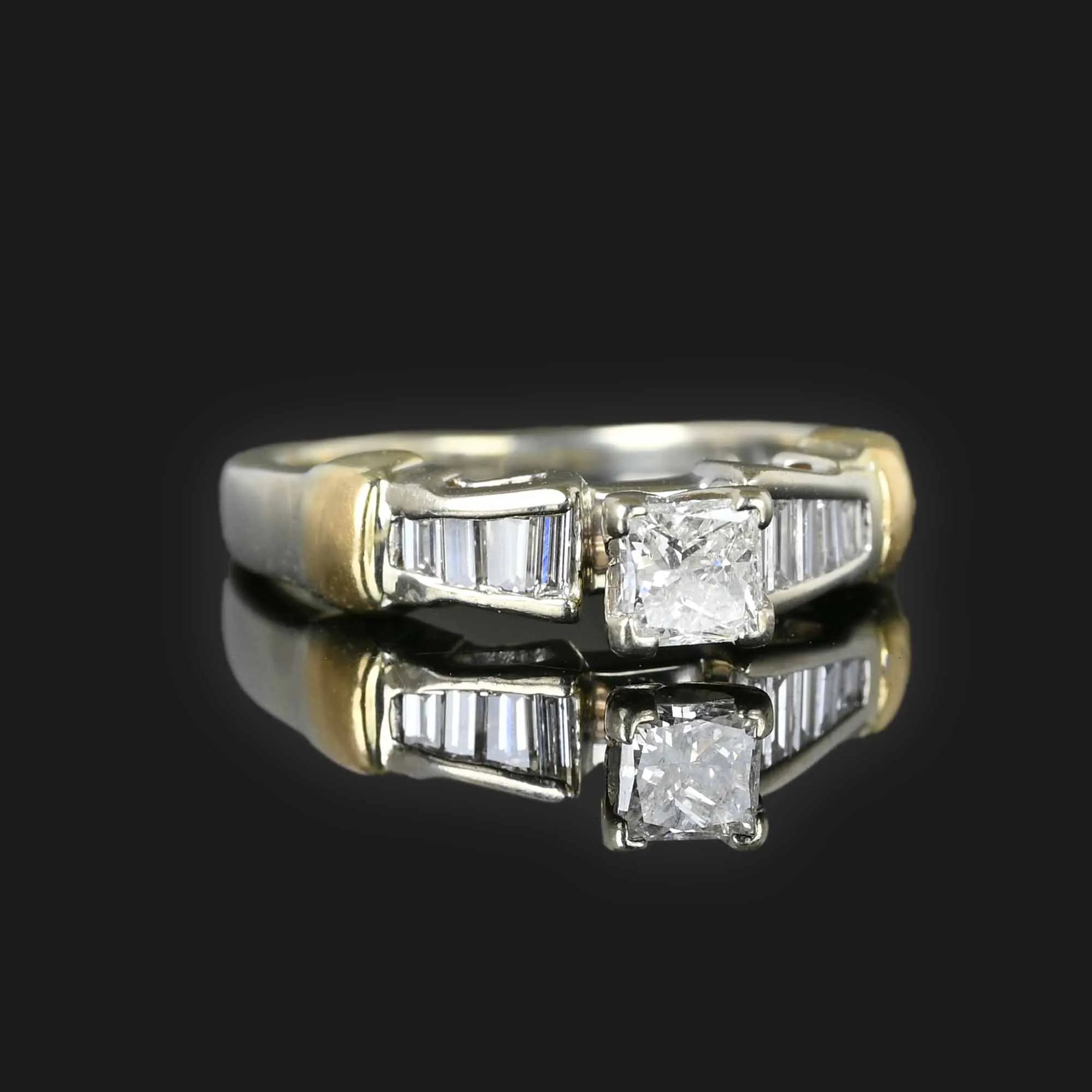 Baguette and Princess Cut Diamond Engagement Ring