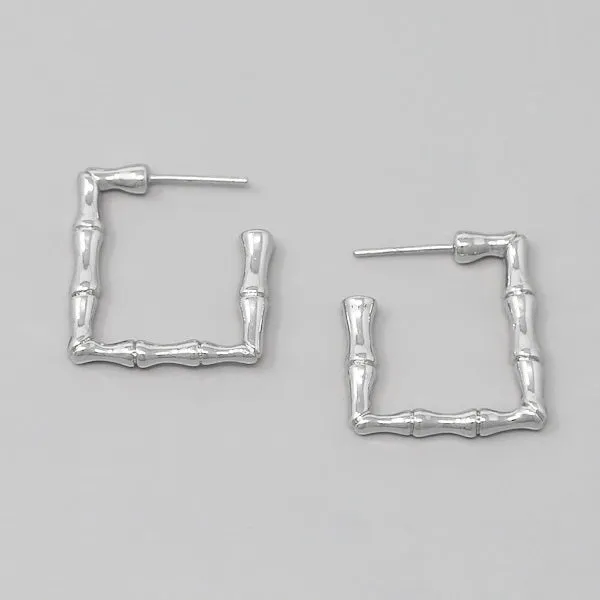 Bamboo Textured Square Hoop Earrings