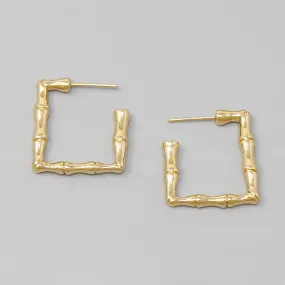 Bamboo Textured Square Hoop Earrings