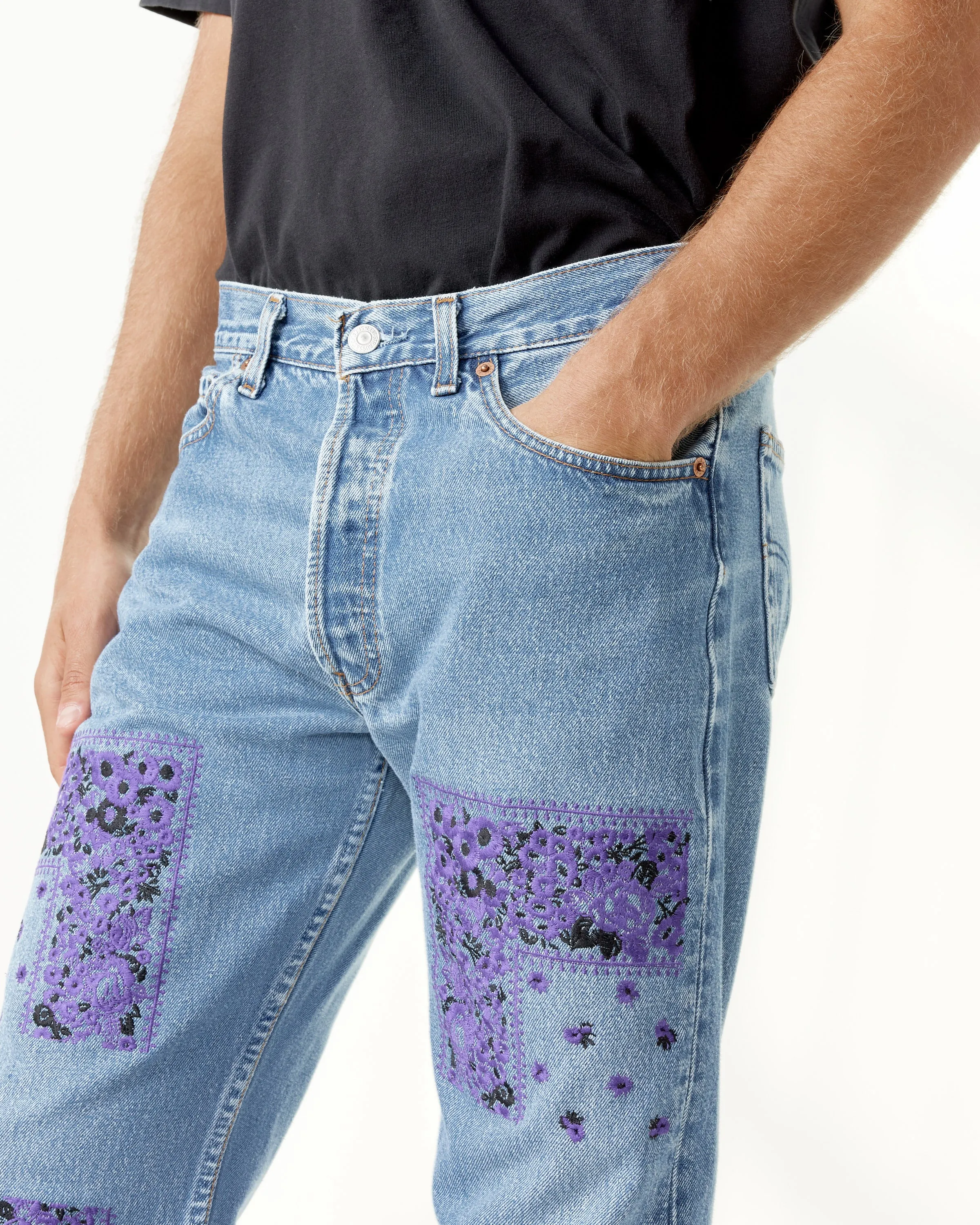 Bandana Embroidery Denim Pants