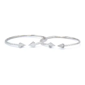 Better Jewelry Large Pyramid Ends .925 Sterling Silver West Indian Bangles, 1 pair