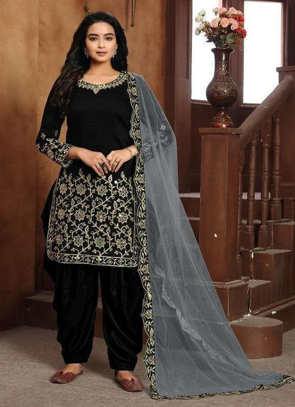 Black Color Hit Original Pakistani Style Festive Party Wear Salawar Kameez