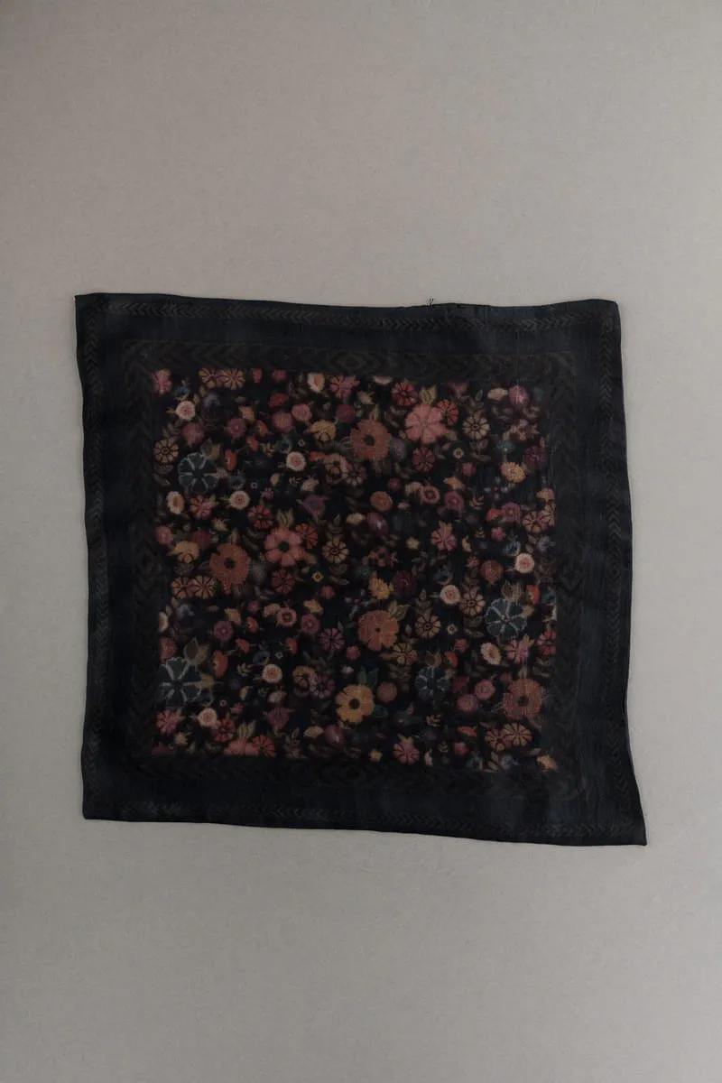 Black Floral Digitally Printed Pocket Square