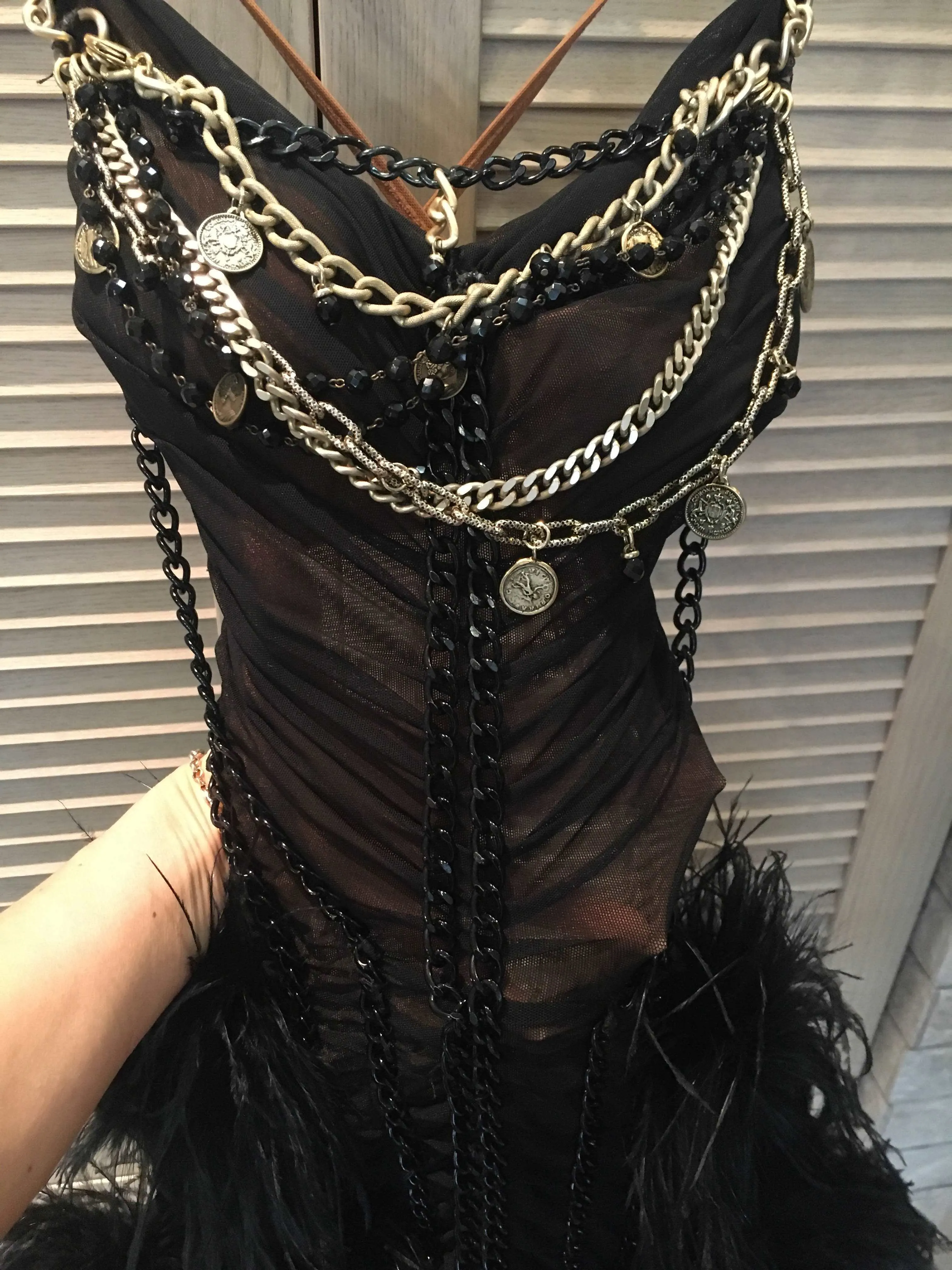 Black Latin Dress with Chains