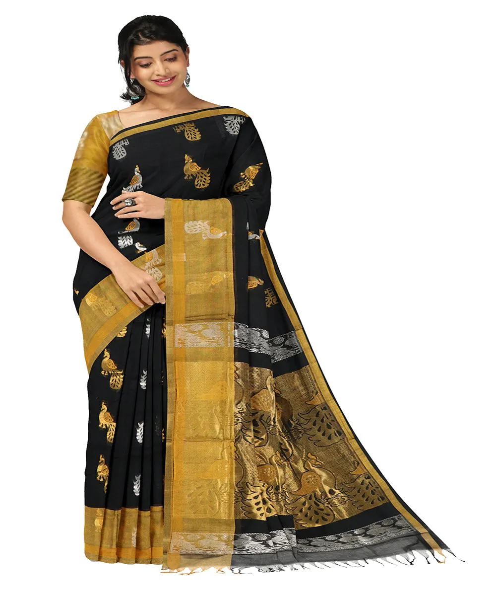 Black mustard butta handwoven rajahmundry cotton saree